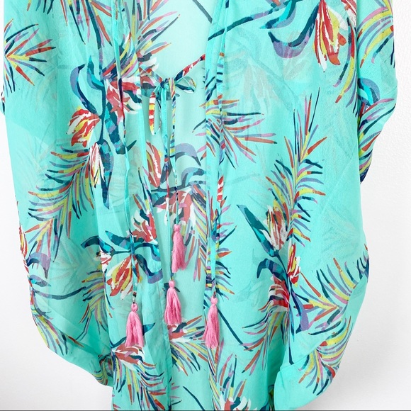 Echo Paradise Palms Tropical Tassel Swimsuit Cover-Up NWT - Picture 5 of 8